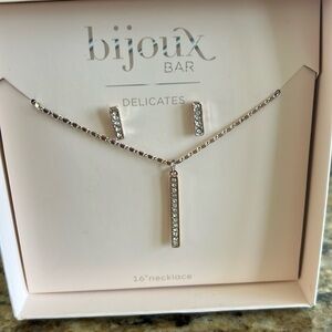 NWT rhinestone necklace and earrings Bijoix bar